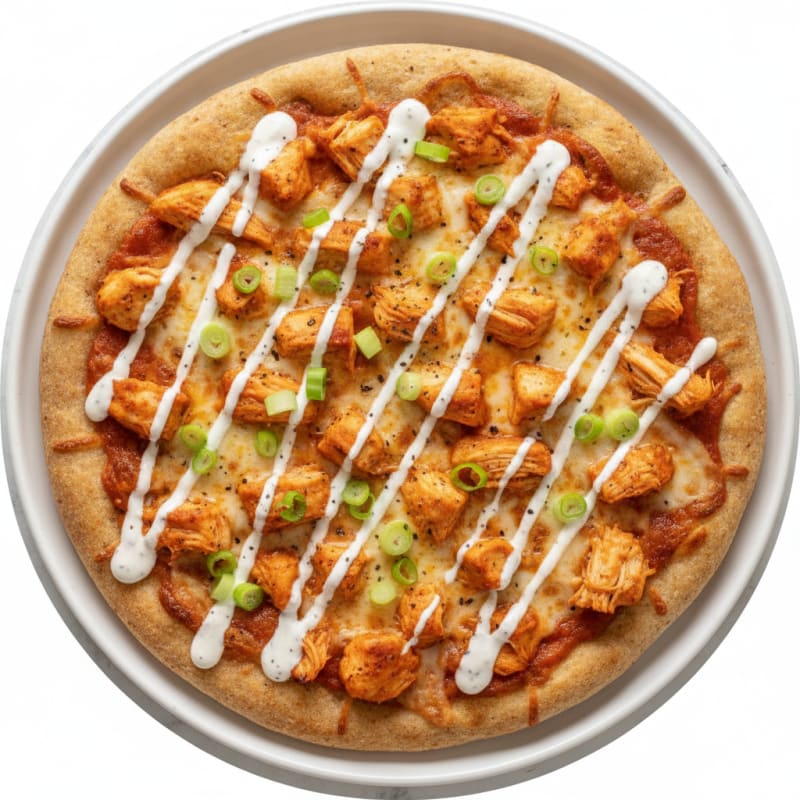 Buffalo Chicken Pizza with Ranch Drizzle