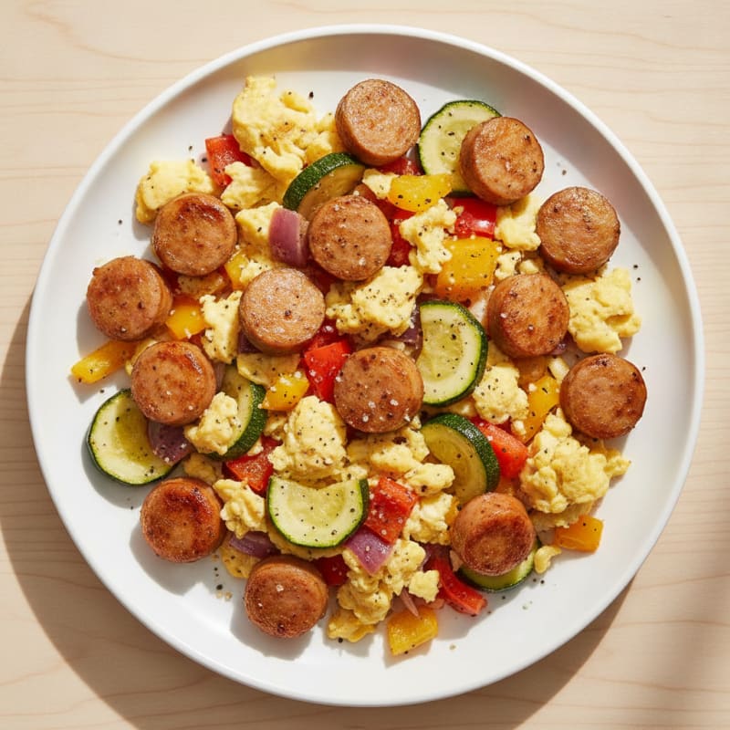 Sheet Pan Sausage and Veggie Scramble