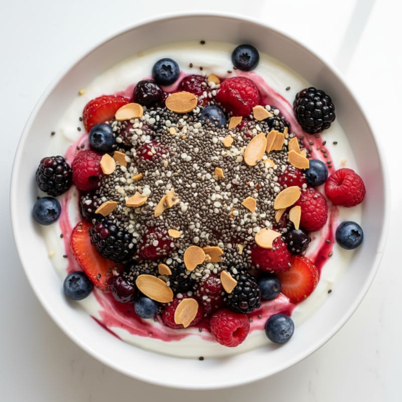 Creamy Greek Yogurt Parfait with Mixed Berries and Chia Seeds