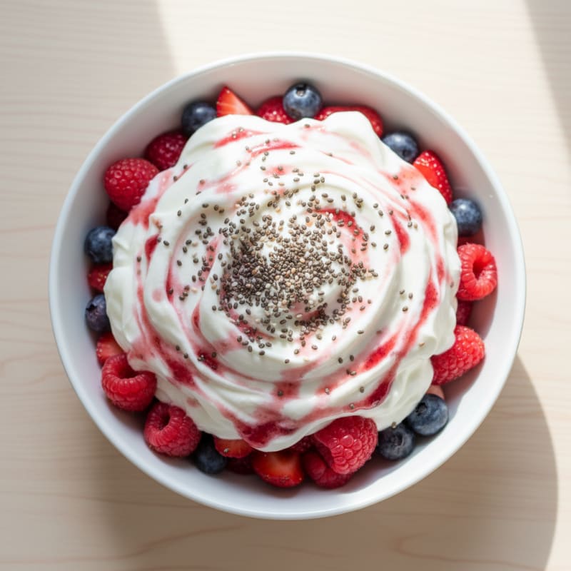 Greek Yogurt Protein Parfait with Mixed Berries and Whey Protein