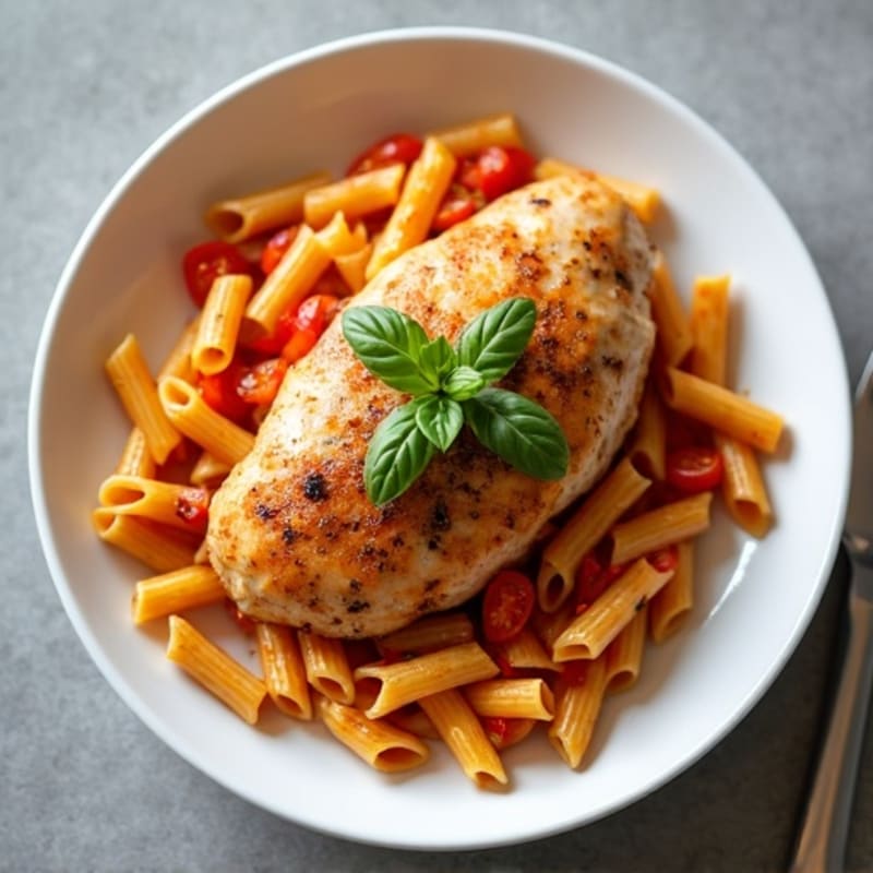 Pan-Seared Chicken with Silky Tomato Cream Penne