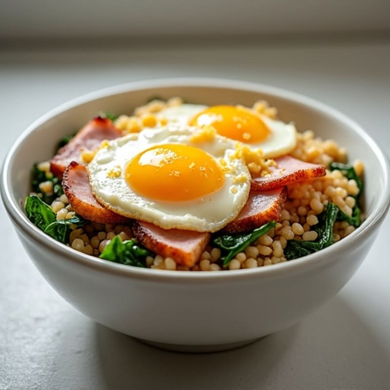 Crispy Ham and Cheese Breakfast Rice Bowl