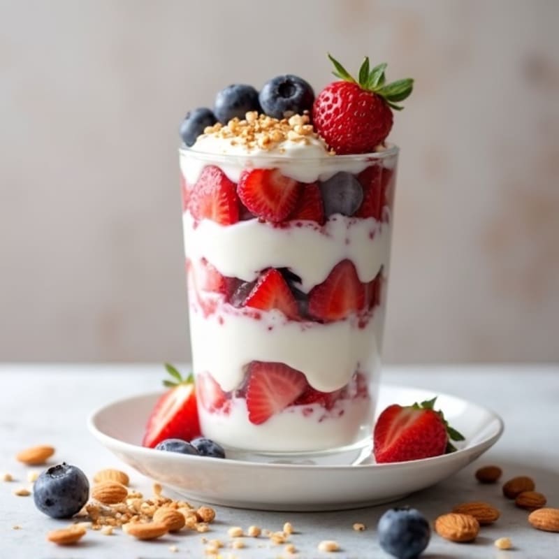 Greek Yogurt Protein Parfait with Berries and Almonds