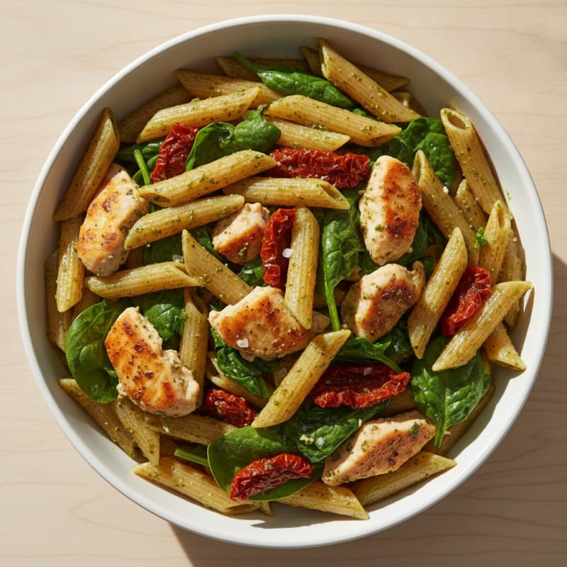 Pesto Chicken Pasta with Sun-Dried Tomatoes