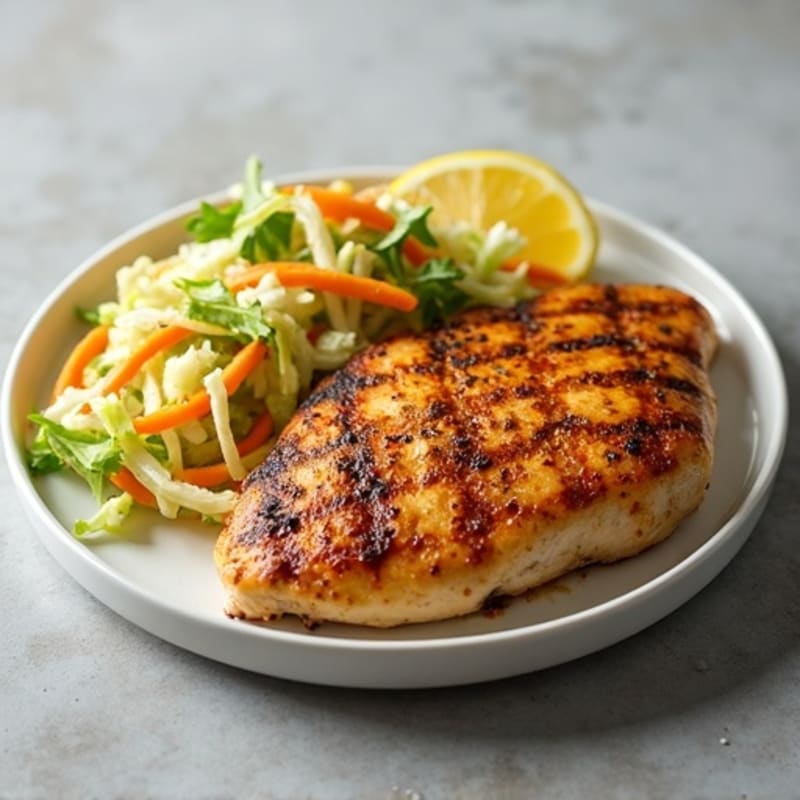 Grilled Chicken Breast with Crunchy Cabbage Slaw