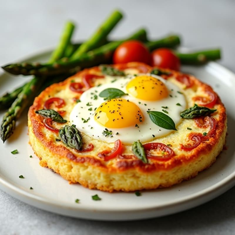 Fluffy Egg Frittata with Roasted Asparagus and Cherry Tomatoes