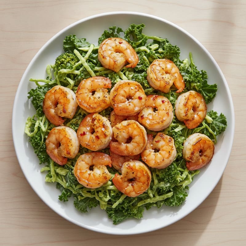 Garlic Shrimp with Supergreen Slaw
