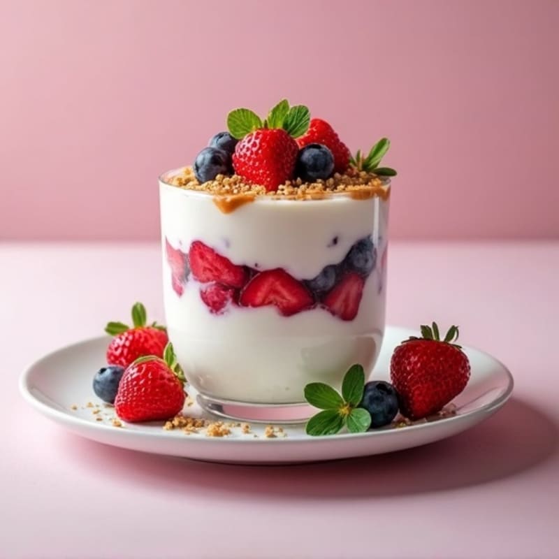Greek Yogurt Protein Parfait with Mixed Berries and Almond Butter