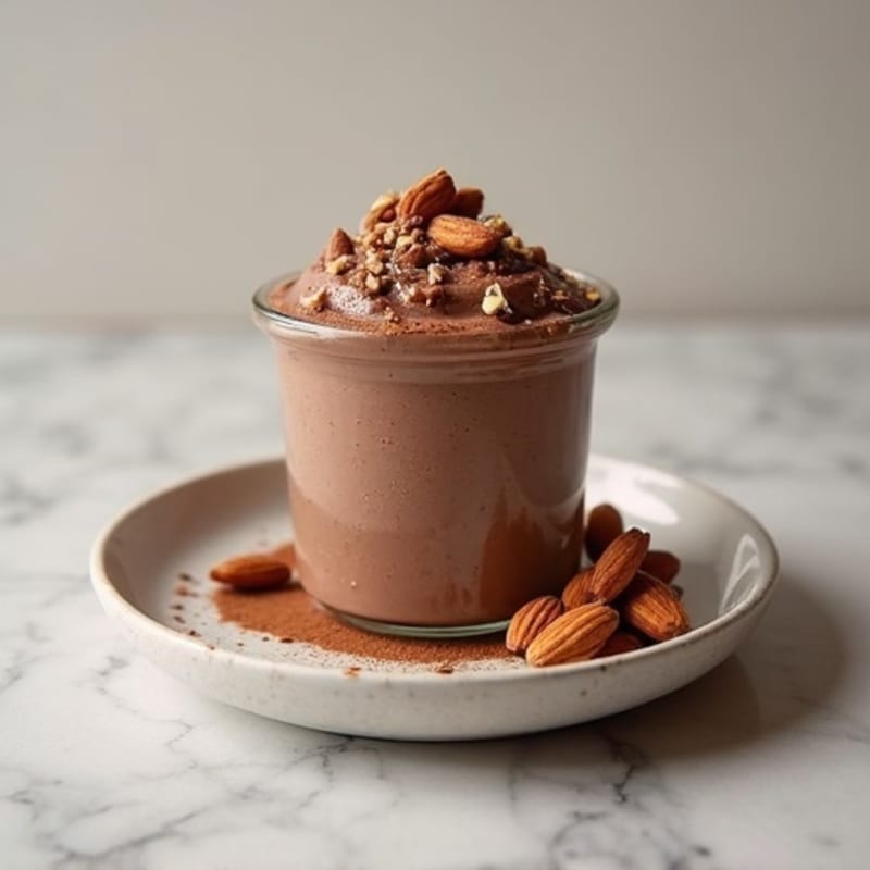 High-Protein Chocolate Yogurt Mousse with Crunchy Almonds