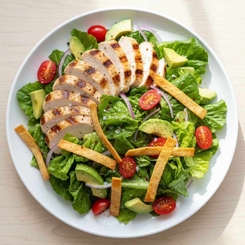 Chicken and Romaine Salad with Tortilla Strips