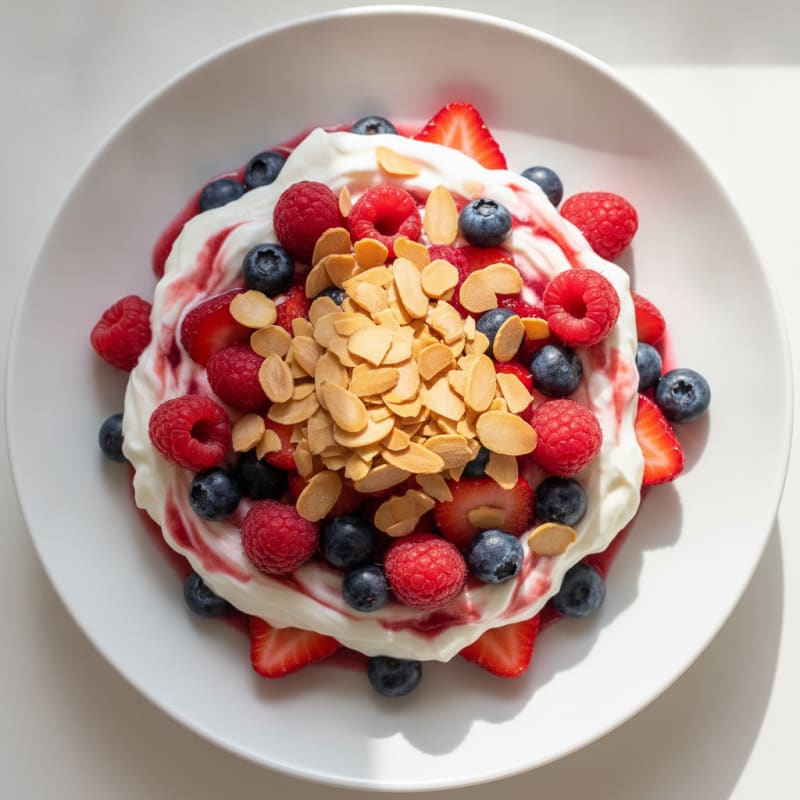 Greek Yogurt Protein Parfait with Berries and Almonds