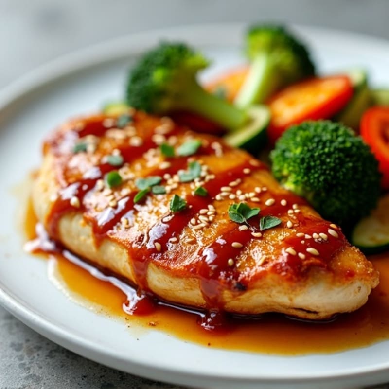 Sweet-Sticky Glazed Teriyaki Chicken with Seared Vegetables