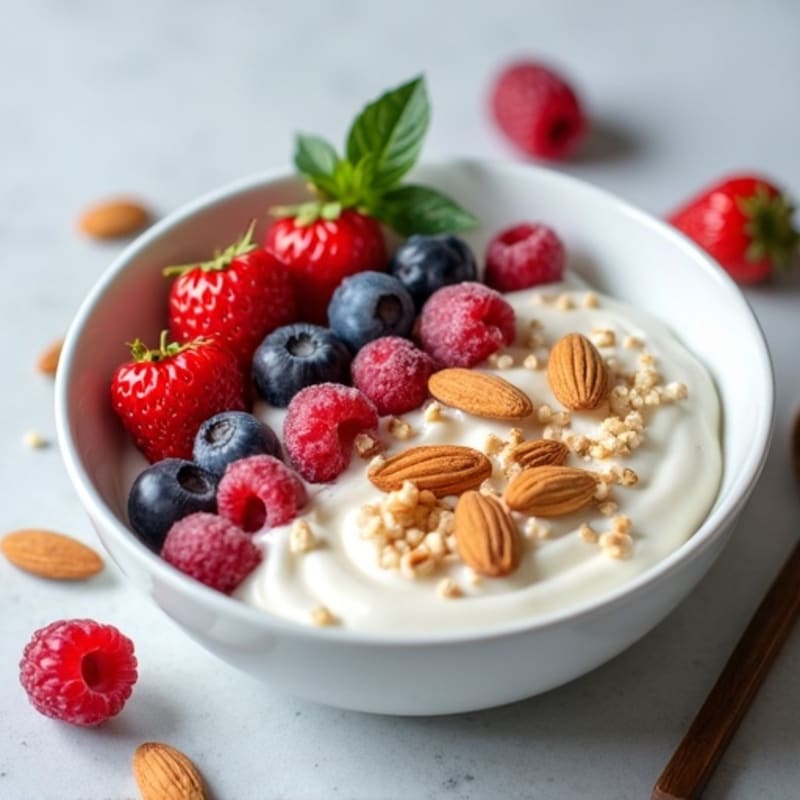 Silky Greek Yogurt with Protein Powder and Fresh Berries