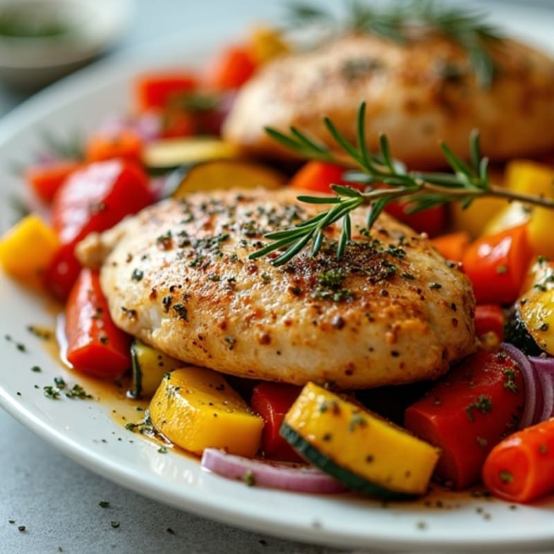 Sheet Pan Herb-Roasted Chicken with Rainbow Vegetables