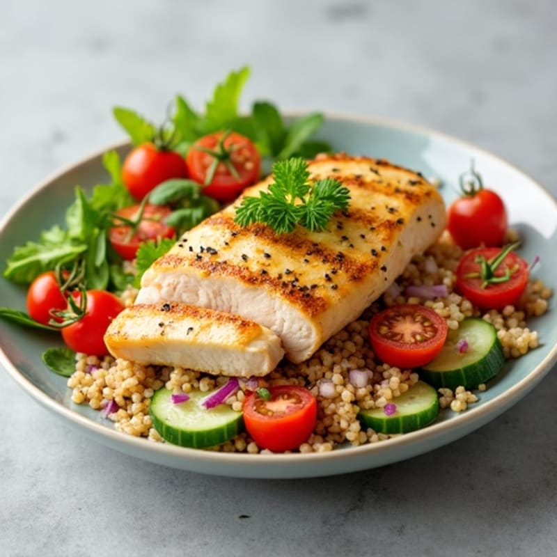 Grilled Chicken Breast with Crunchy Quinoa Salad