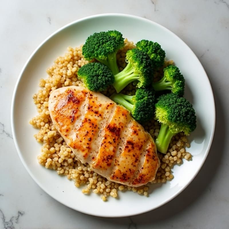 Grilled Chicken Breast with Roasted Broccoli and Quinoa