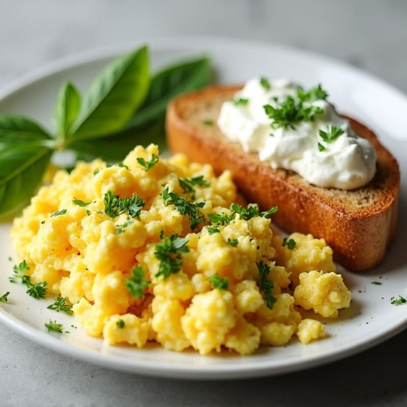 Protein-Packed Herb-Scrambled Eggs with Sourdough Toast