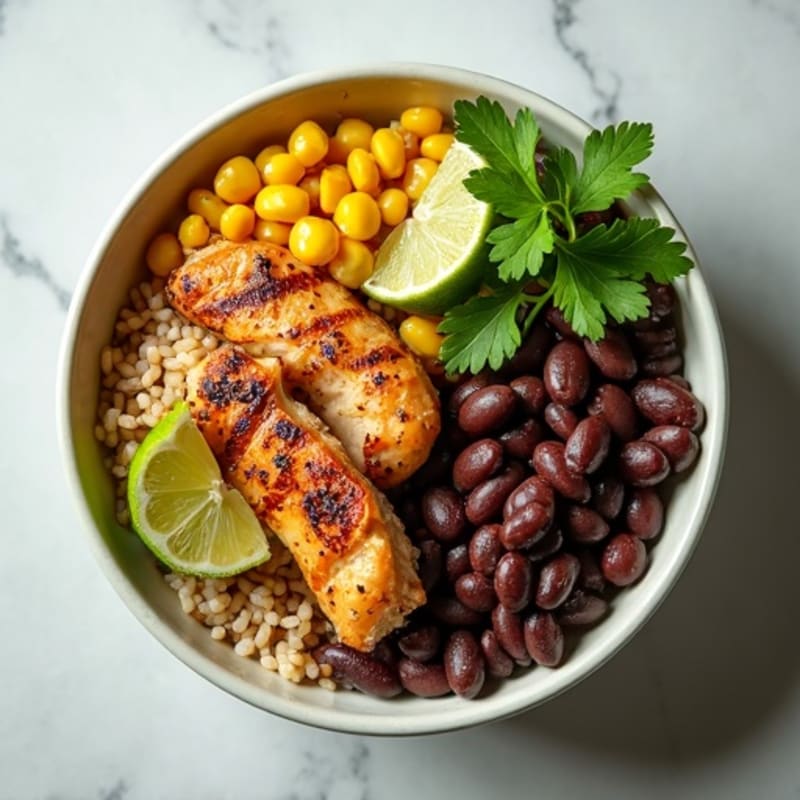 Cilantro Lime Black Bean Bowl with Roasted Corn