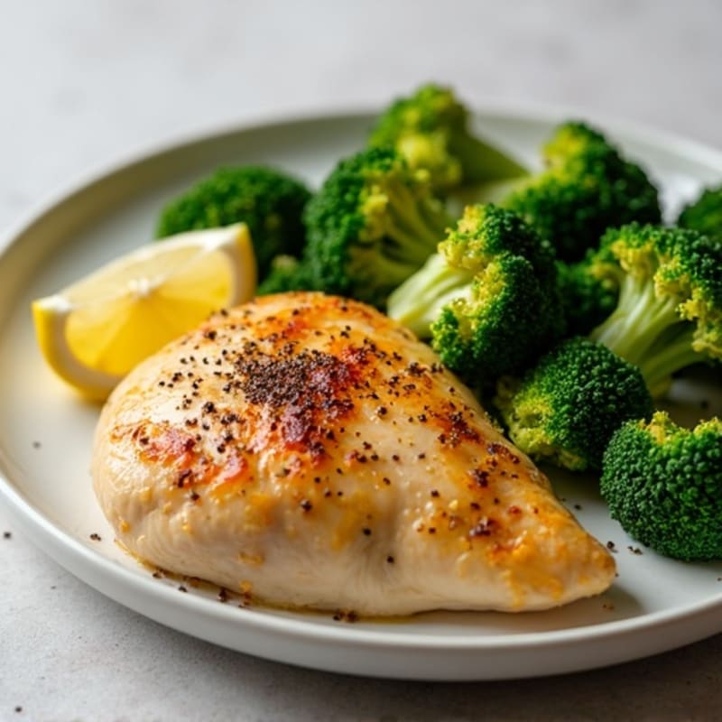 Lemon Garlic Roasted Chicken with Crispy Broccoli
