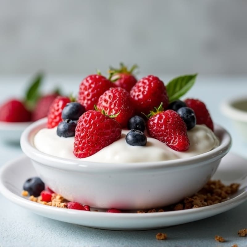 Silky Greek Yogurt with Mixed Berries and Protein Crunch