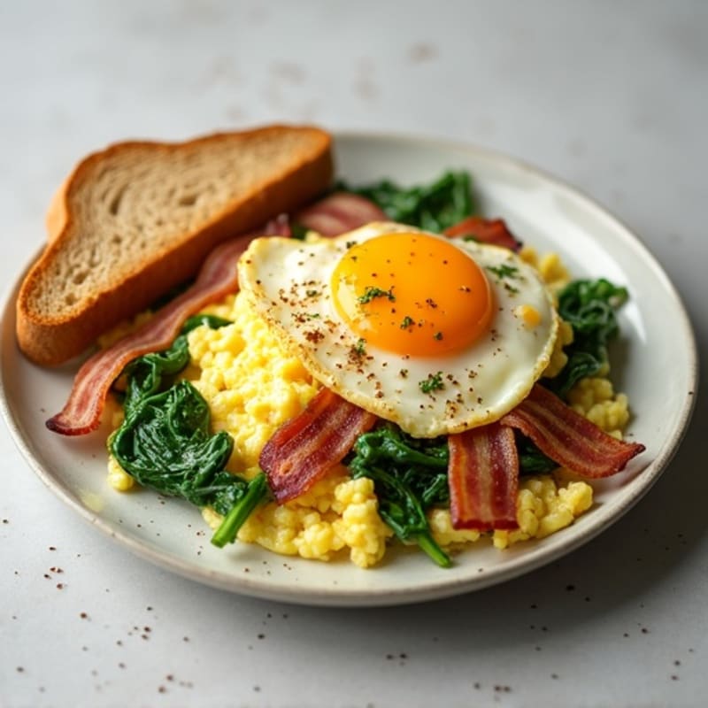 Egg White Scramble with Spinach and Turkey Bacon
