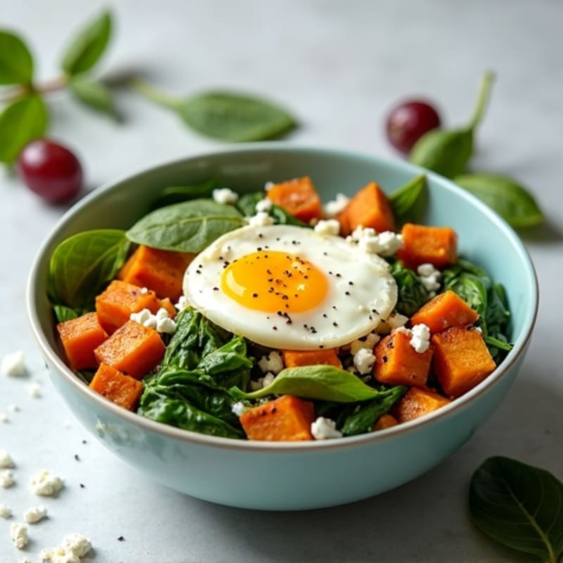 Egg White and Spinach Sweet Potato Bowl