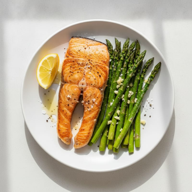 Pan-Seared Salmon with Roasted Asparagus