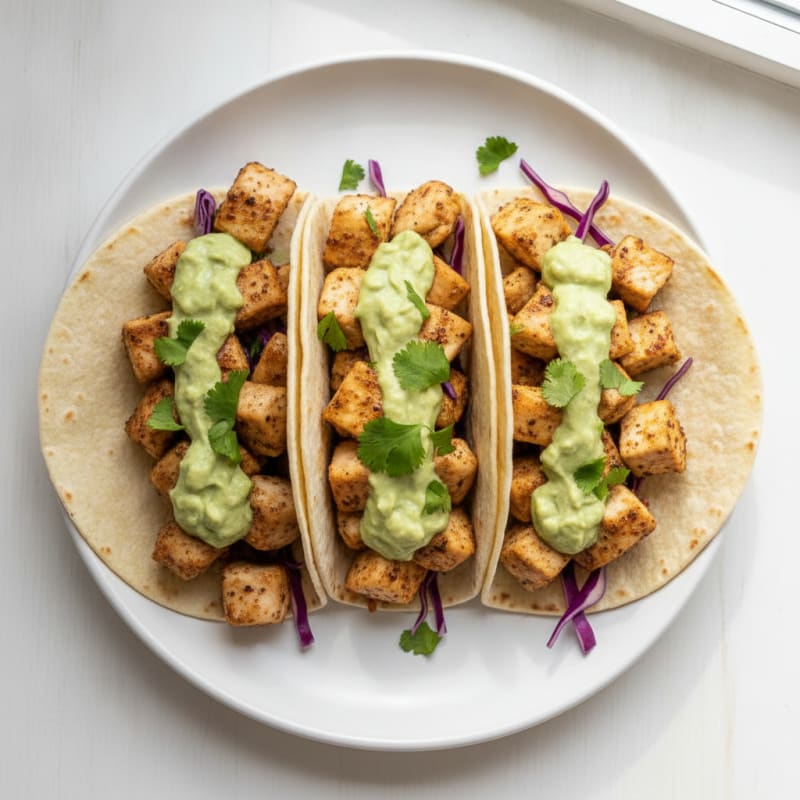 Chicken Tacos with Avocado Crema