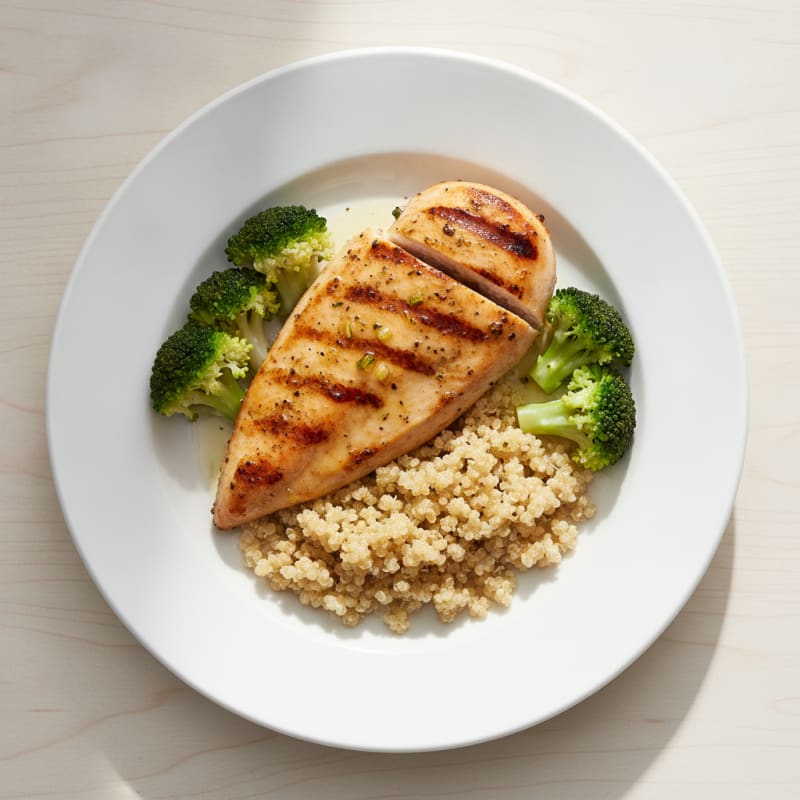 Grilled Chicken Breast with Quinoa and Steamed Broccoli