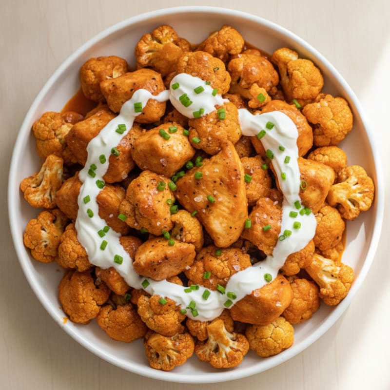 Buffalo Chicken and Cauliflower Bites