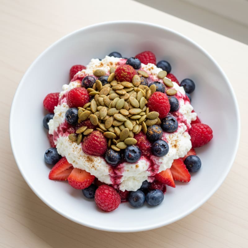 Greek Yogurt Parfait with Mixed Berries and Protein Crunch