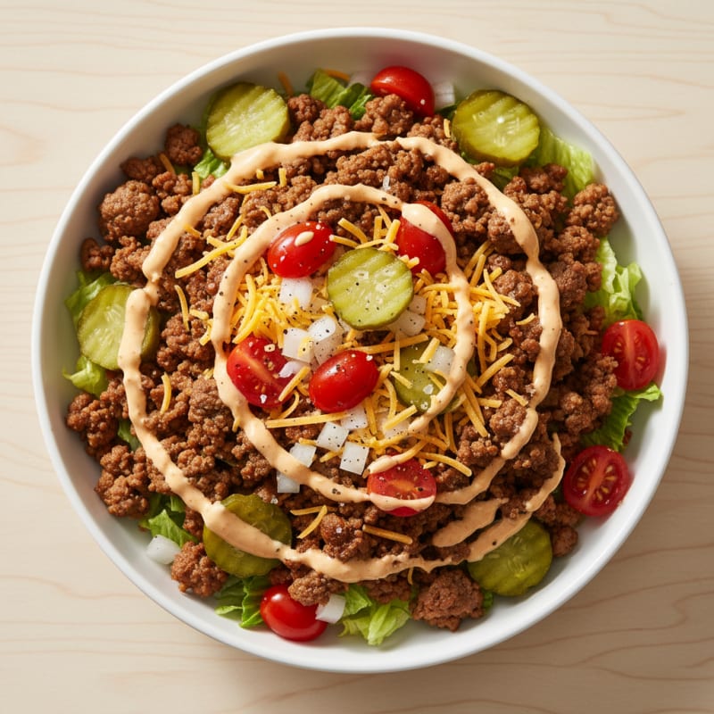Crispy Ground Beef Big Mac Bowl