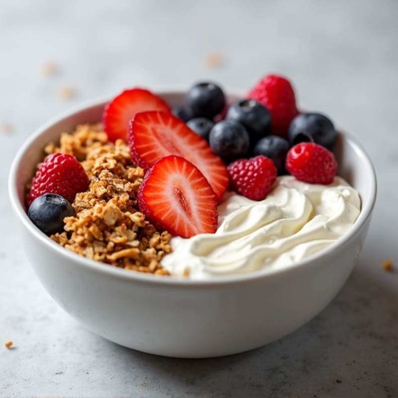 Creamy Protein Cottage Cheese Bowl with Fresh Berries and Crunchy Granola