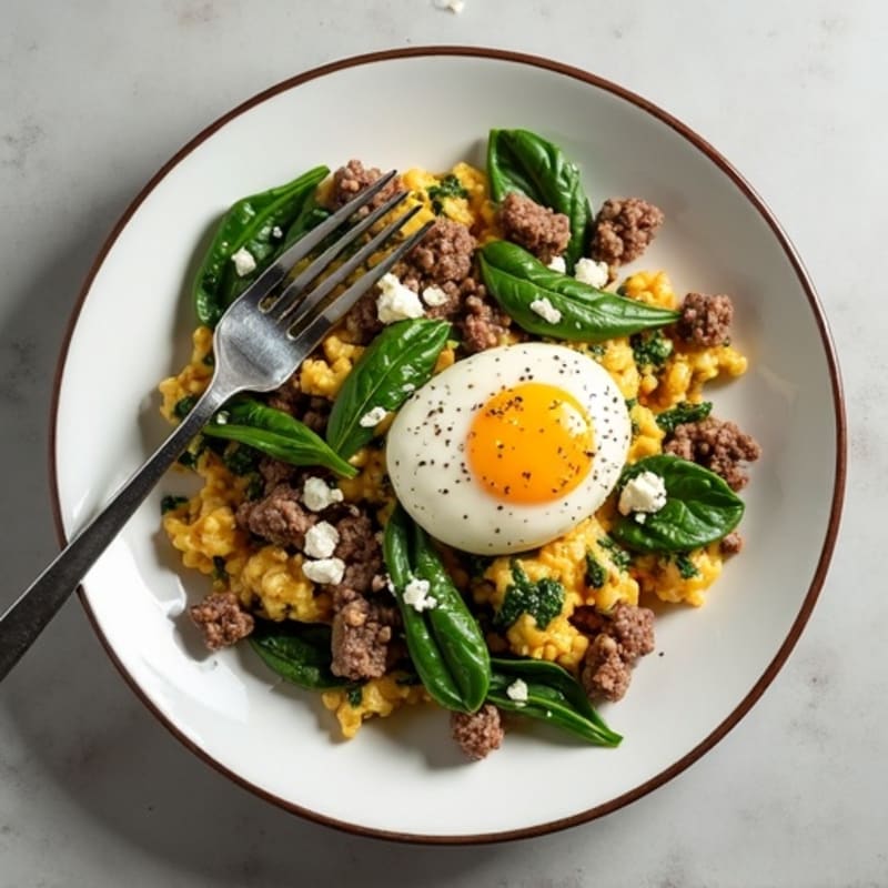 Ground Beef and Spinach Scramble with Egg Whites