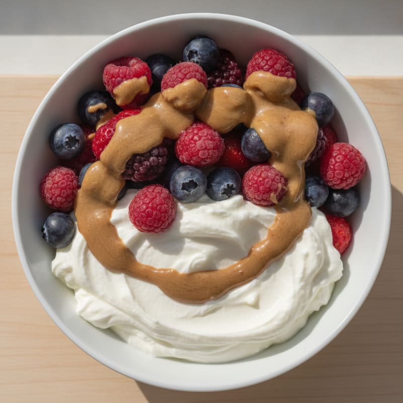 Greek Yogurt Protein Parfait with Mixed Berries and Almond Butter