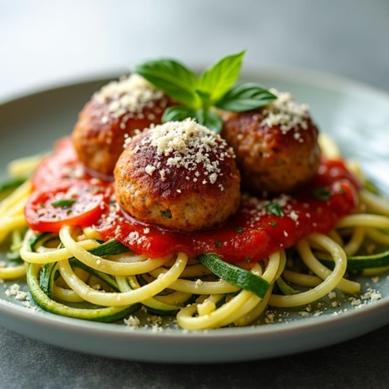 Lean Turkey Meatballs with Zucchini Noodles and Fresh Tomato Sauce