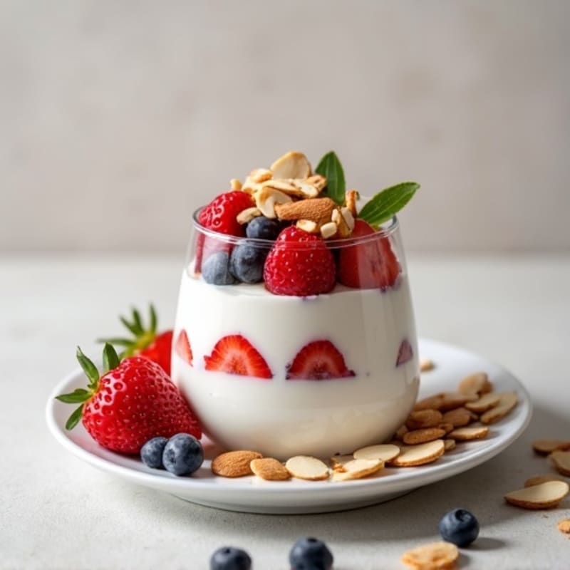 Greek Yogurt Protein Parfait with Mixed Berries and Almonds