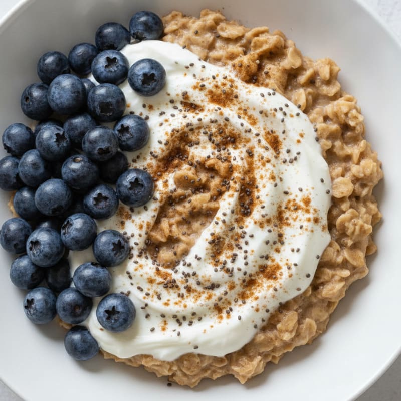 Creamy Protein Oatmeal with Greek Yogurt and Berries