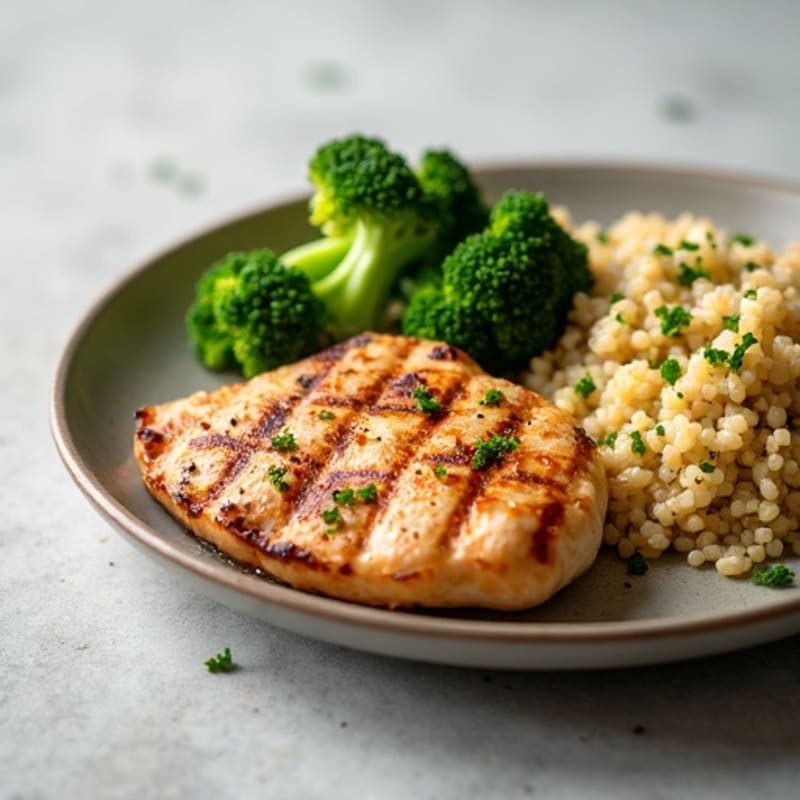 Grilled Turkey Breast with Steamed Broccoli and Quinoa