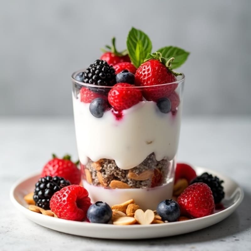 Greek Yogurt Protein Parfait with Berries and Almonds