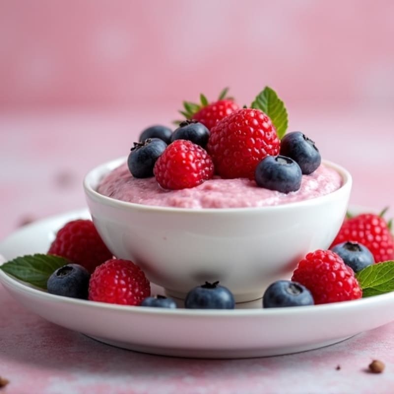 Silky Greek Yogurt Protein Pudding with Mixed Berries