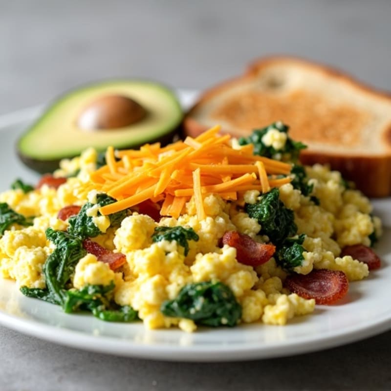 Egg White Scramble with Spinach and Turkey Bacon