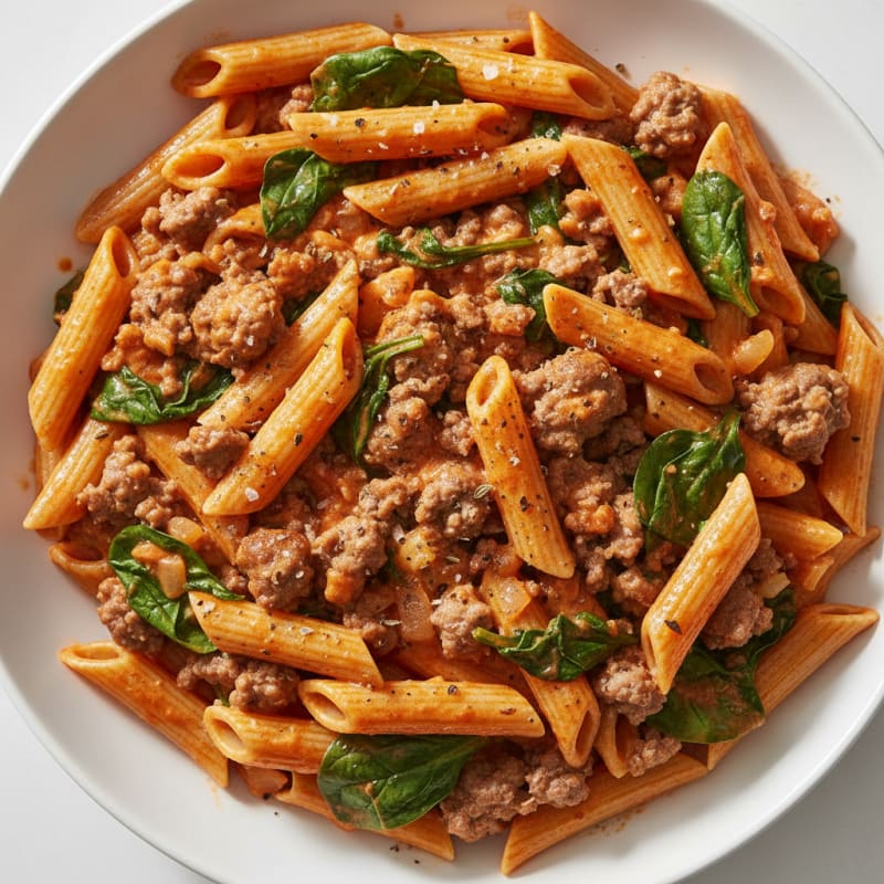 Creamy Tomato Ground Beef Pasta Skillet