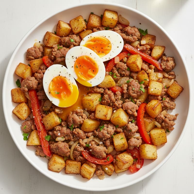 Italian Sausage and Potato Hash with Eggs