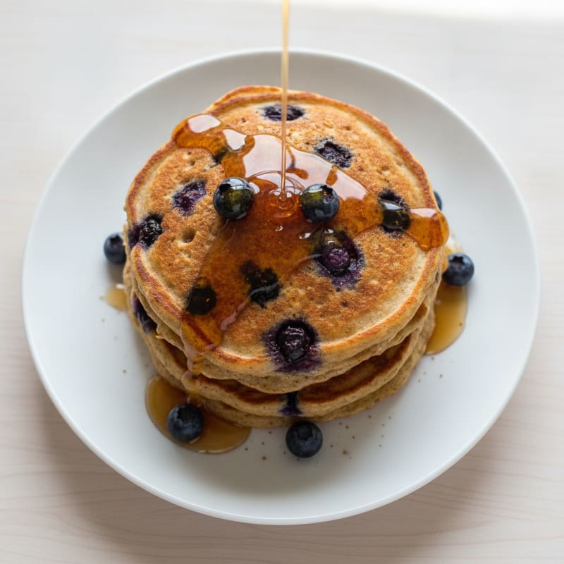 Blueberry Protein Pancakes with Maple Syrup