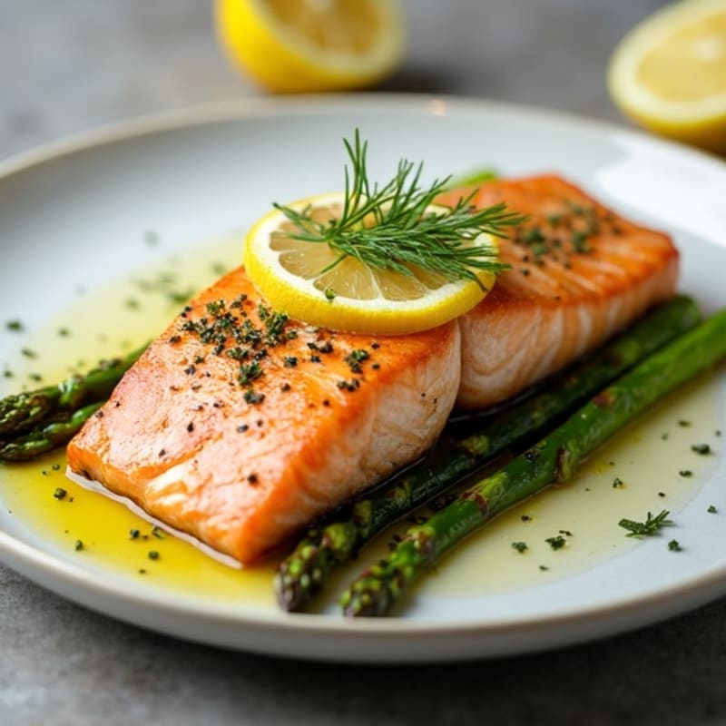 Lemon-Herb Roasted Salmon with Crispy Asparagus