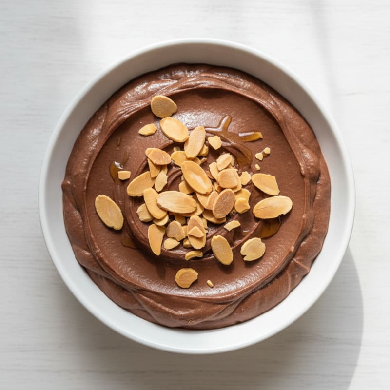 Chocolate Protein Pudding with Sliced Almonds