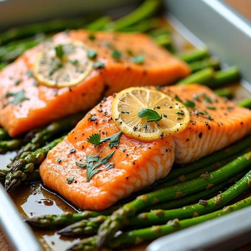 Sheet Pan Lemon Herb Salmon with Roasted Asparagus