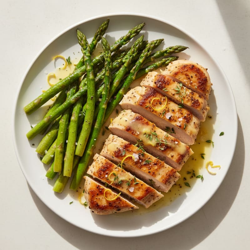 Tender Lemon-Herb Chicken with Roasted Asparagus