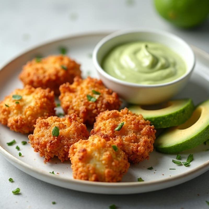 Crispy Chicken Bites with Creamy Avocado Dip